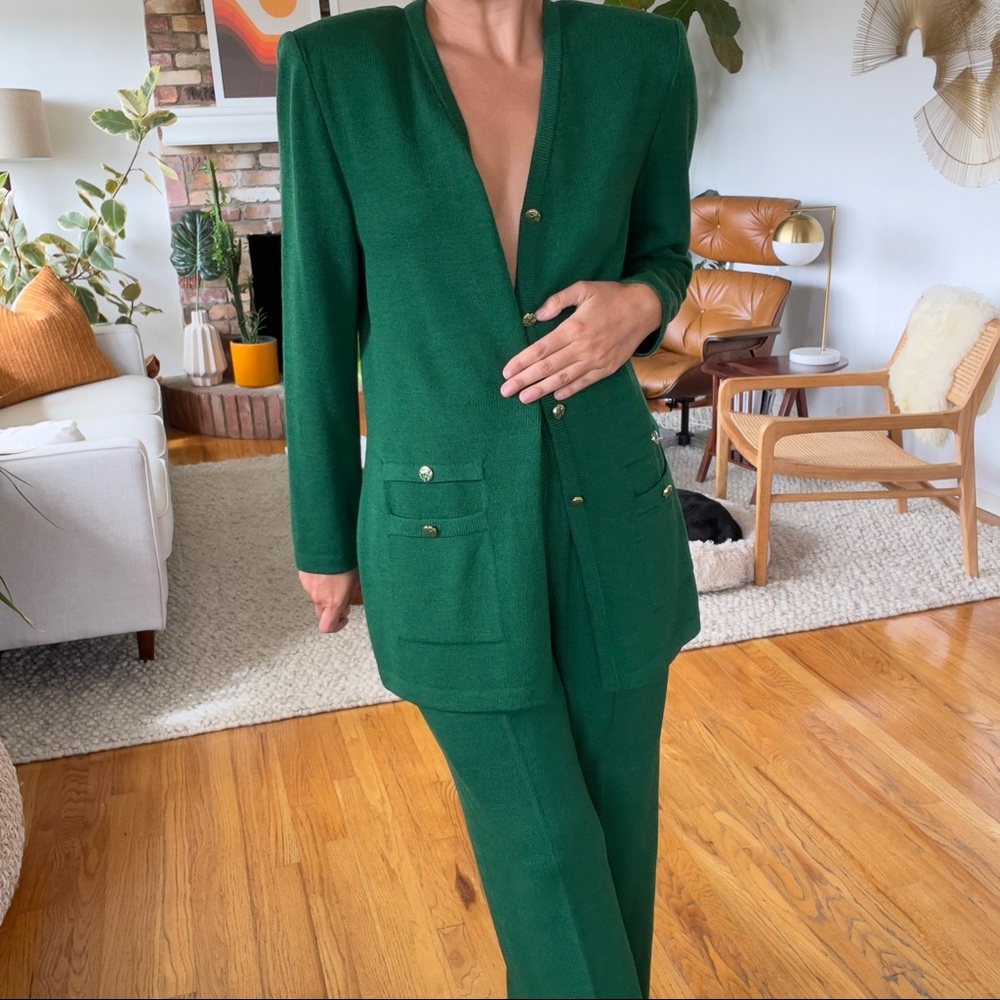 St. John - Green Knit Pants suit